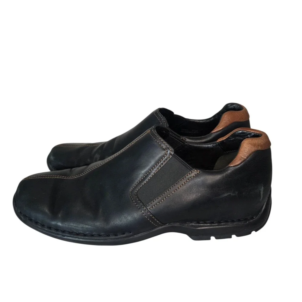 Cole Haan Zeno II Mens 10.5 M Black Leather Stitch Comfort Slip On Loafer Shoes